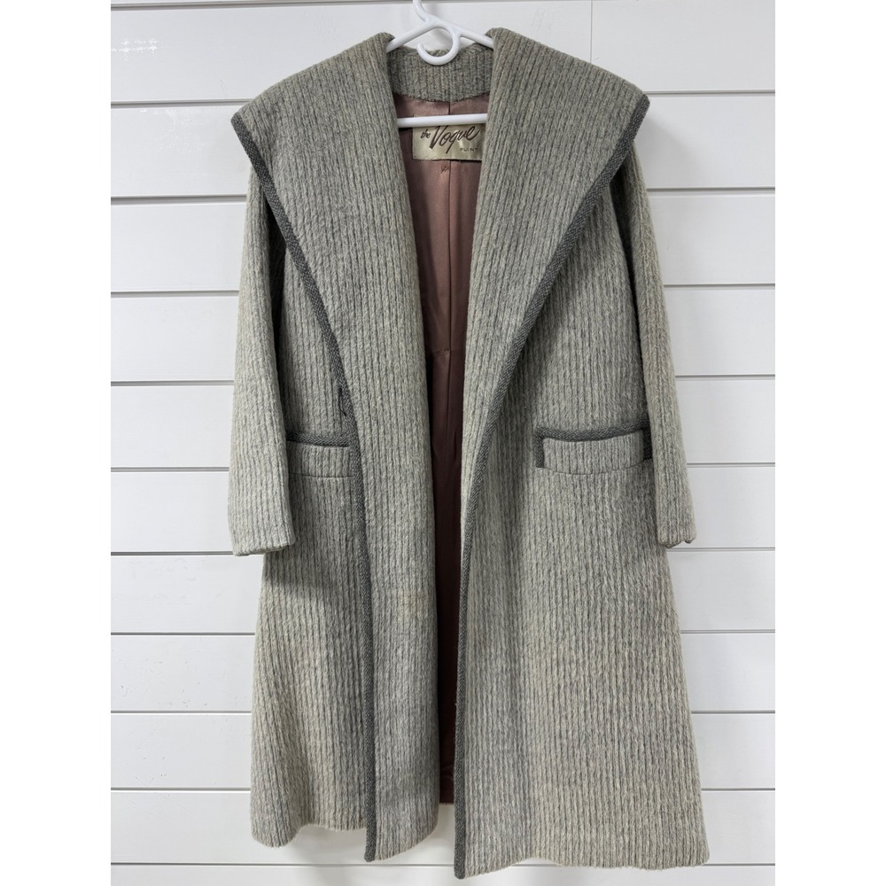 Vintage The Vogue Flint Stroock Stratalaine Wool Coat Grey Shawl Collar XL